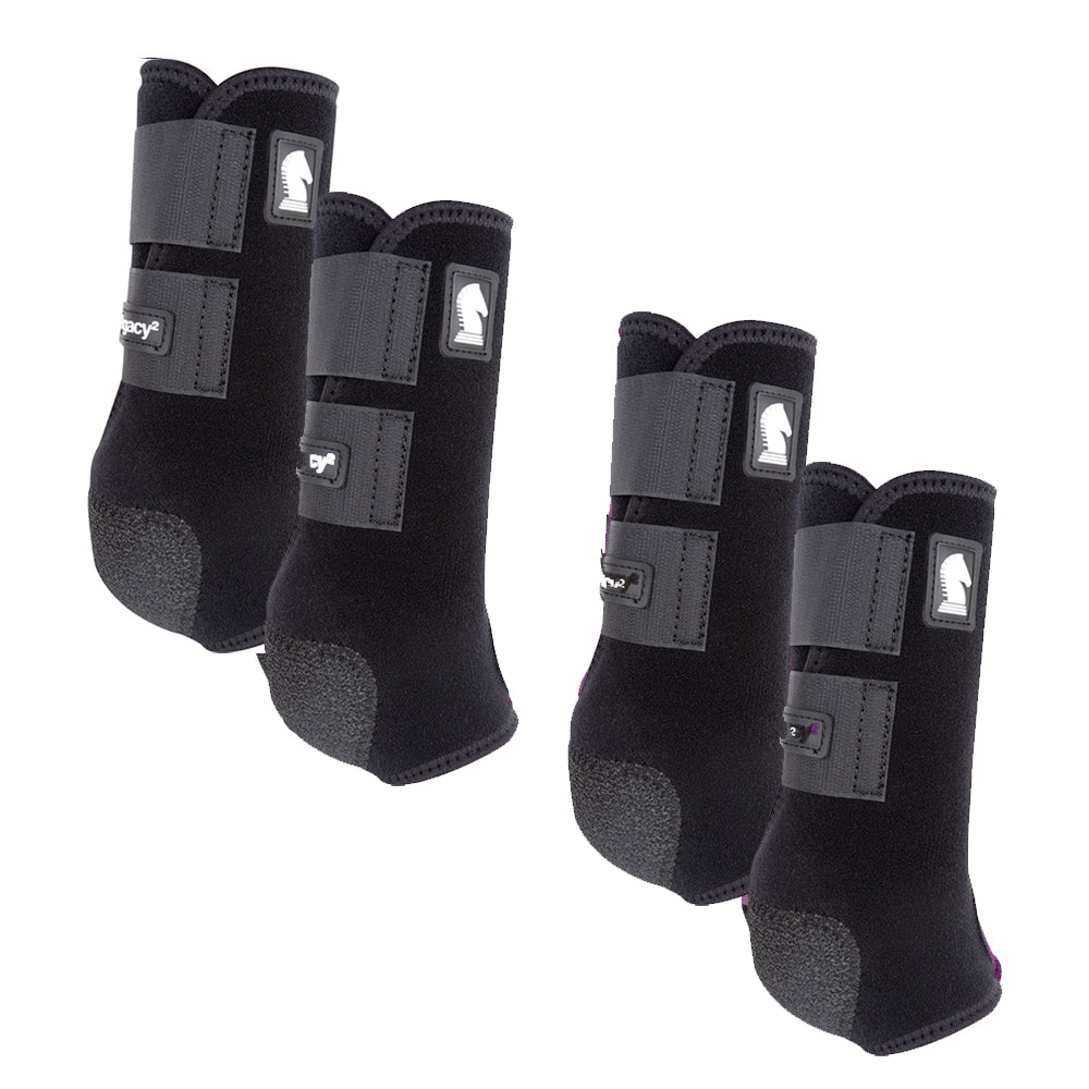 Classic Equine Legacy2 Boots - Black - Medium Front & Hind Full Set